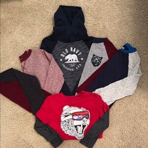 Old Navy Kids Bear Graphic Hoodie and Long Sleeve T-Shirt Bundle